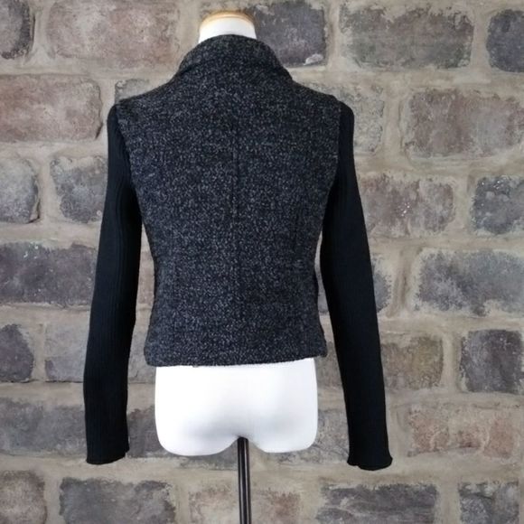 Mossimo gray and black sweater Moto jacket size Medium - Picture 5 of 14